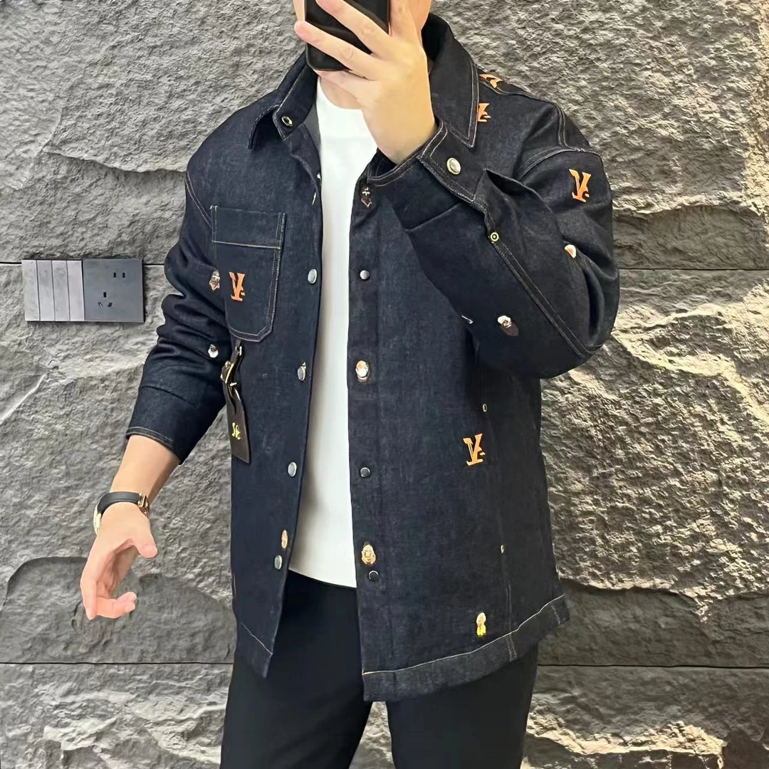 新款高端男士潮流百搭个性字母翻领休闲羽绒服J24-906