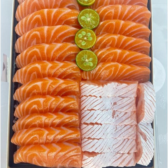 崇鲜冰鲜挪威三文鱼中段拼鱼腩双拼拼盘深海进口新鲜现切即食刺身