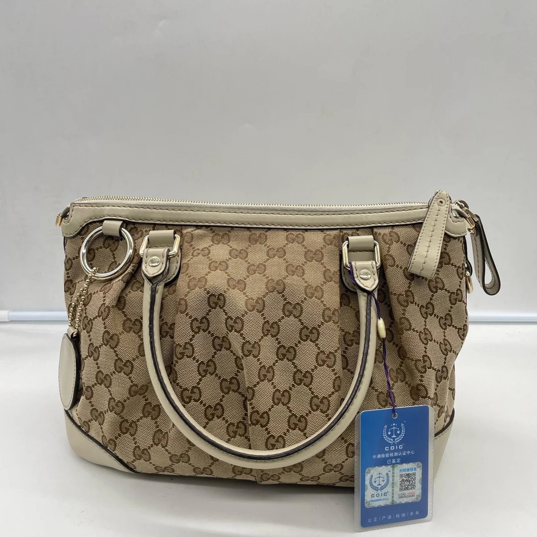 95新 GUCCI/古驰 古驰 老花拼白 单肩包/ 812 7806