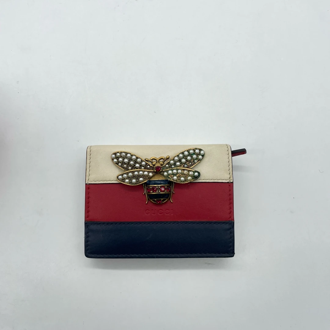 95新 GUCCI/古驰 小蜜蜂 古驰 三色拼接 钱包/808 1832