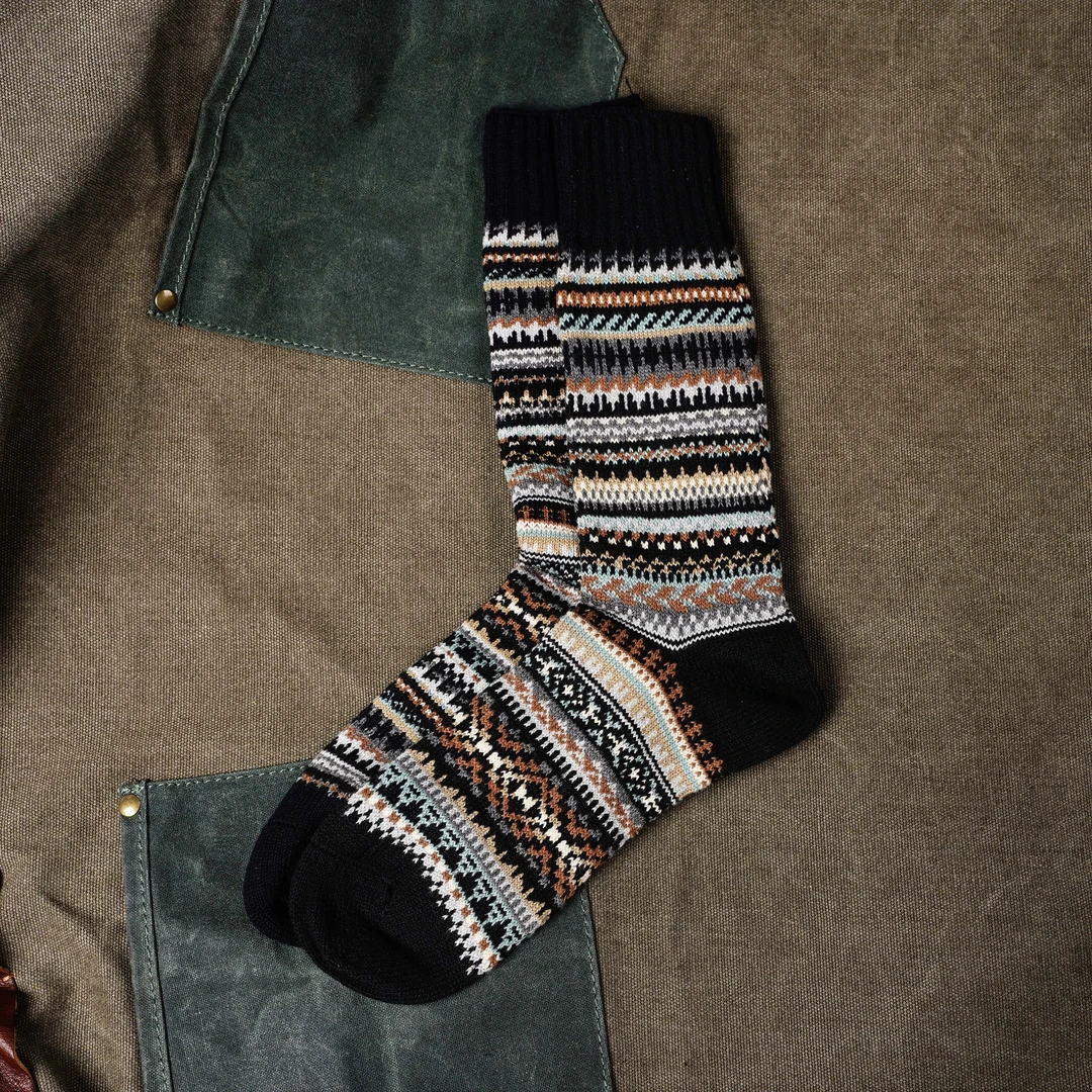 Bruce payne 秋冬加长款阿美咔叽复古男士袜子