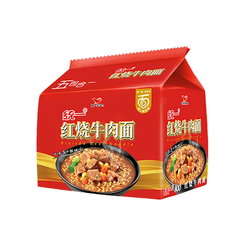 【商超同款】统一方便面红烧牛肉味五连包100g*5袋装免煮方便速食
