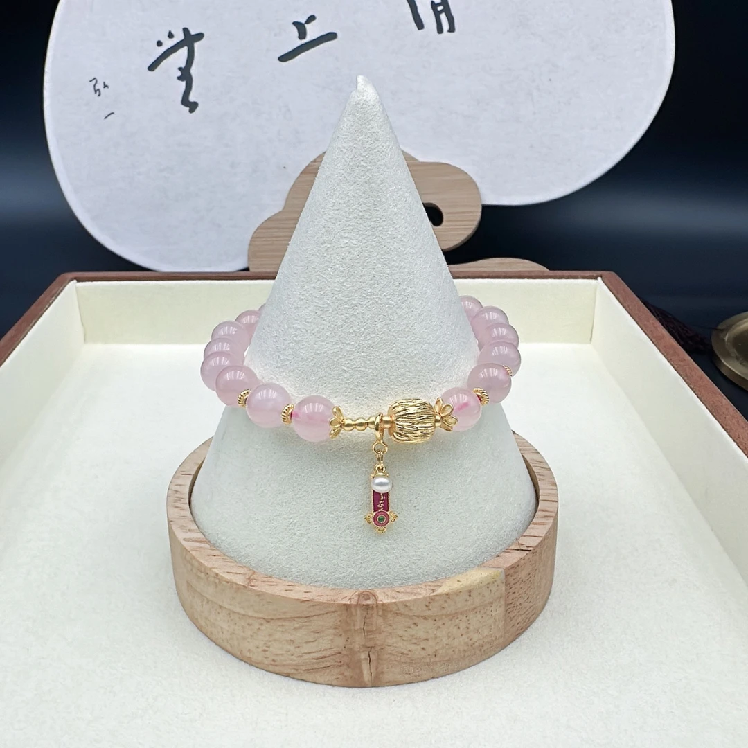 非金属珐琅手链 新品粉色某晶的手串清新时尚