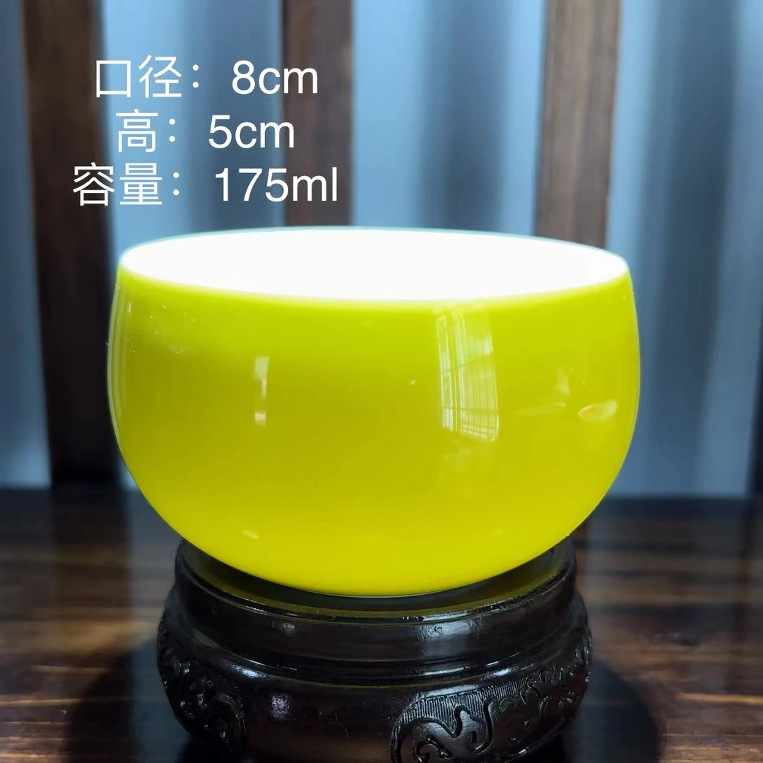 景德镇高温颜色釉地王黄手工禅定主人茶杯高端茶具陶瓷家用茶器