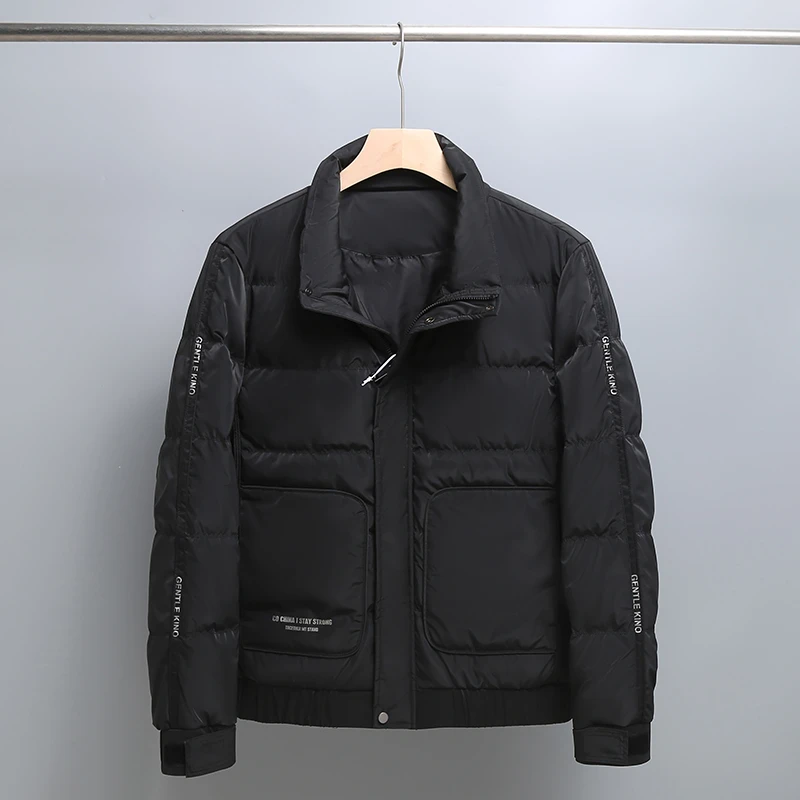 冬季新款男士羽绒服简约印花立领时尚休闲百搭保暖羽绒服男外套