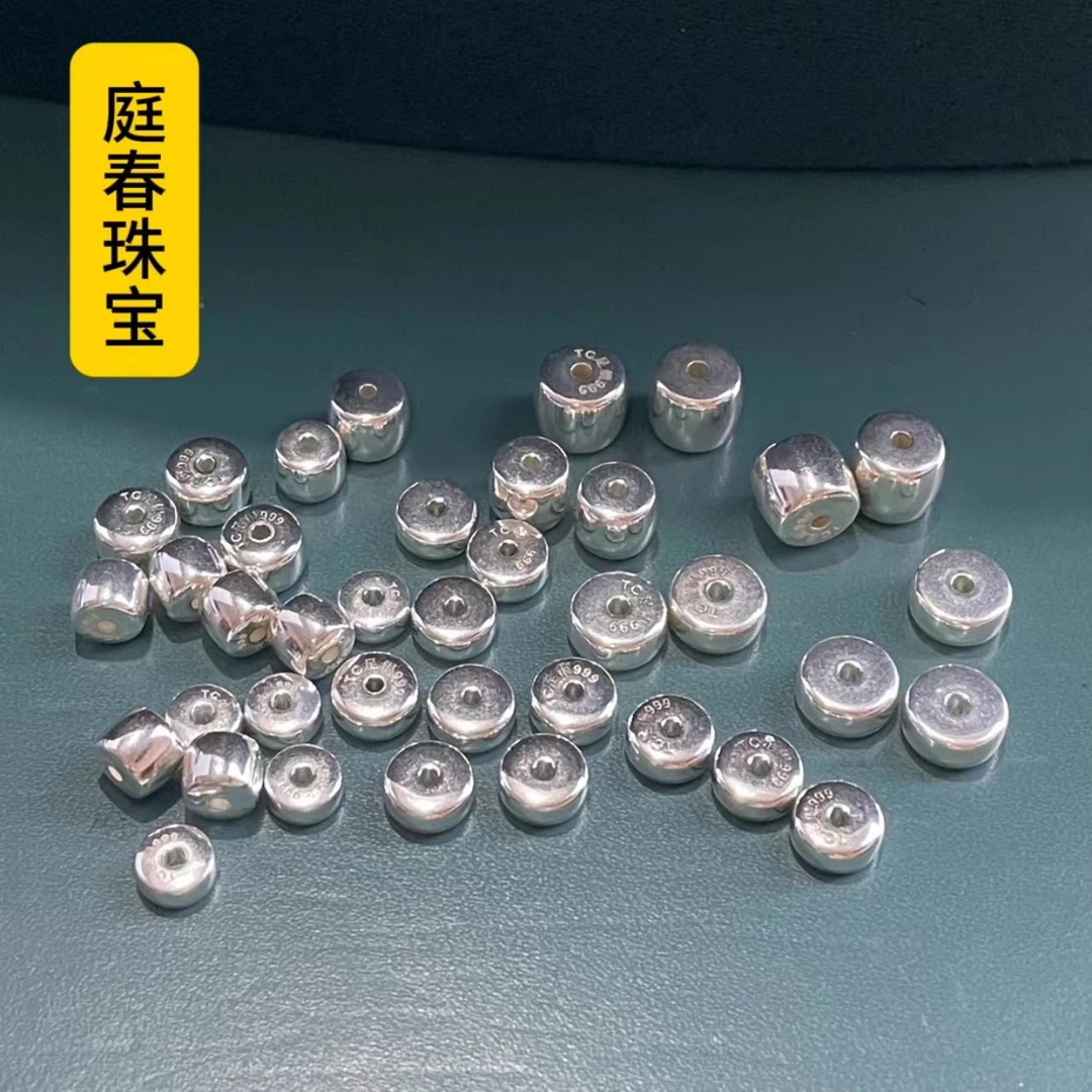 足银银制品 足银999实心药片直切桶珠散珠