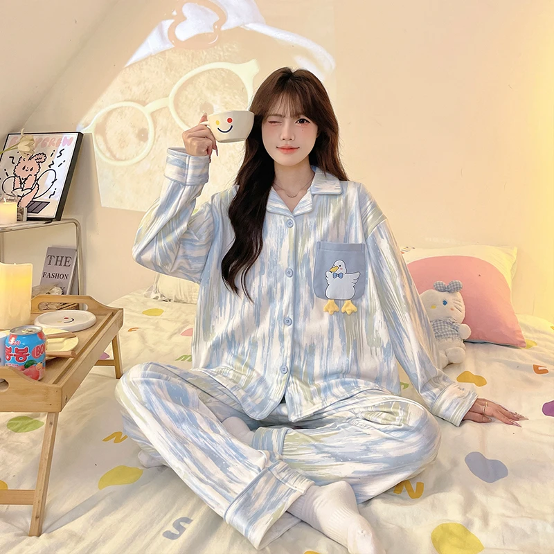 【德绒保暖】睡衣女厚款冬季长袖卡通甜美ins高级感家居服-077(DK)