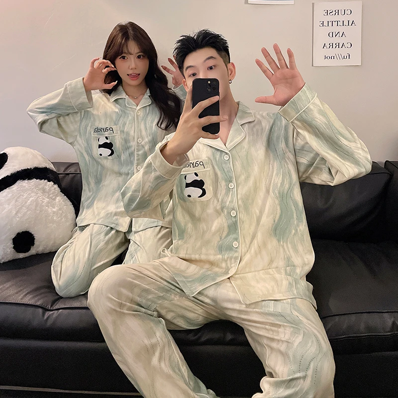 【德绒保暖】情侣款睡衣厚款冬季长袖高级感家居服-093（DK）