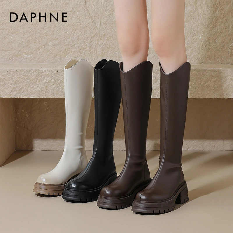 Daphne/达芙妮秋冬新款时装靴厚底百搭时尚英伦风秋美儿长靴