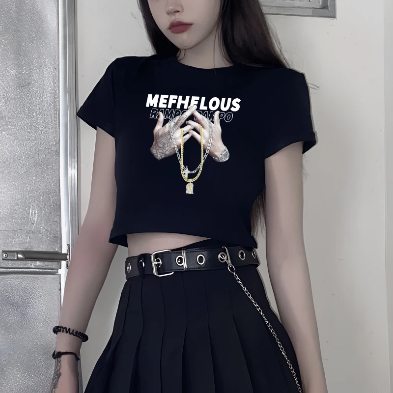 辣妹短款上衣夏天新款正肩短袖t恤女2025年新款爆款修身显瘦上衣