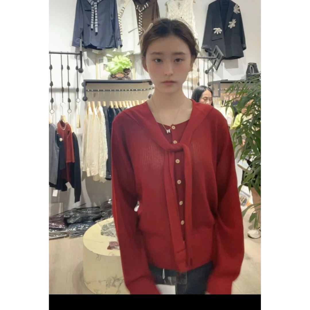 水华家纽扣披肩开衫