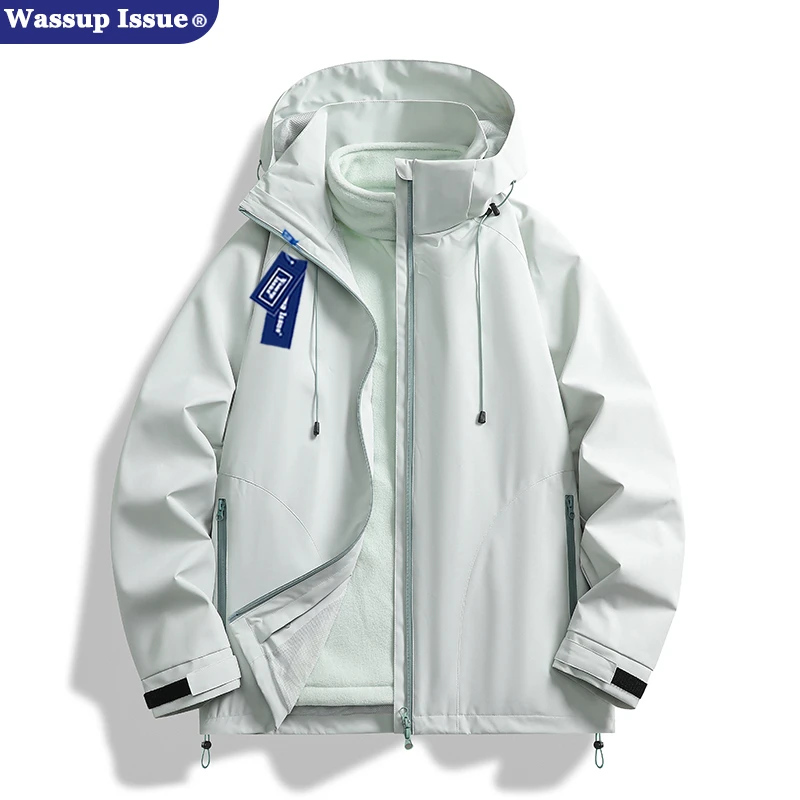 WASSUP ISSUE户外冲锋衣外套男女同款三合一可拆卸防风防水登山服