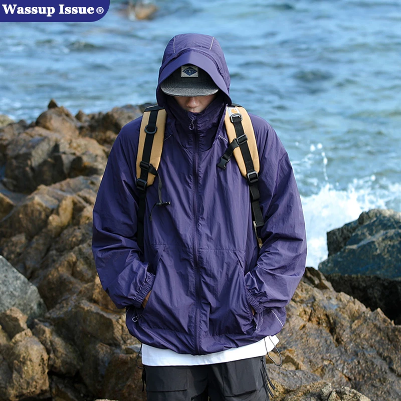 WASSUP ISSUE户外连帽防晒衣男夏季薄款宽松外套山系冲锋衣夹克