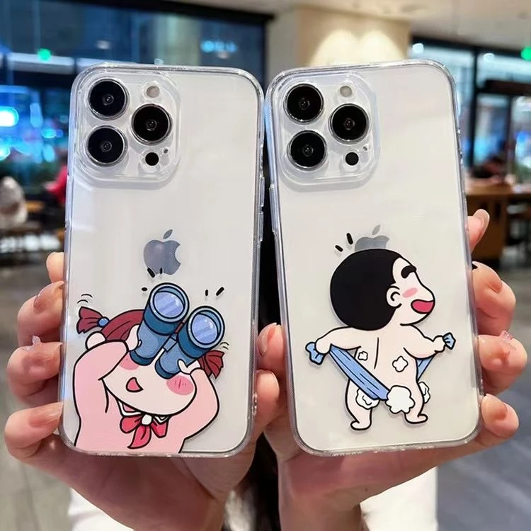 动漫小新苹果15手机壳iPhone14pro透明软壳13promax精孔防摔12/11