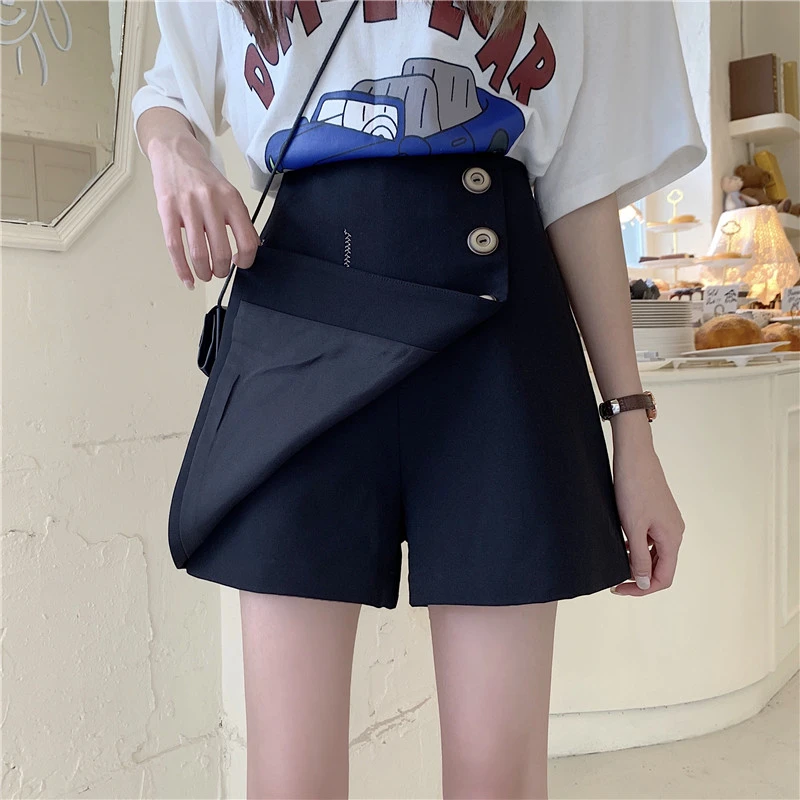 大码不规则开叉裤裙女春秋2025新款半身裙胖mm200斤高腰短裙a字裙