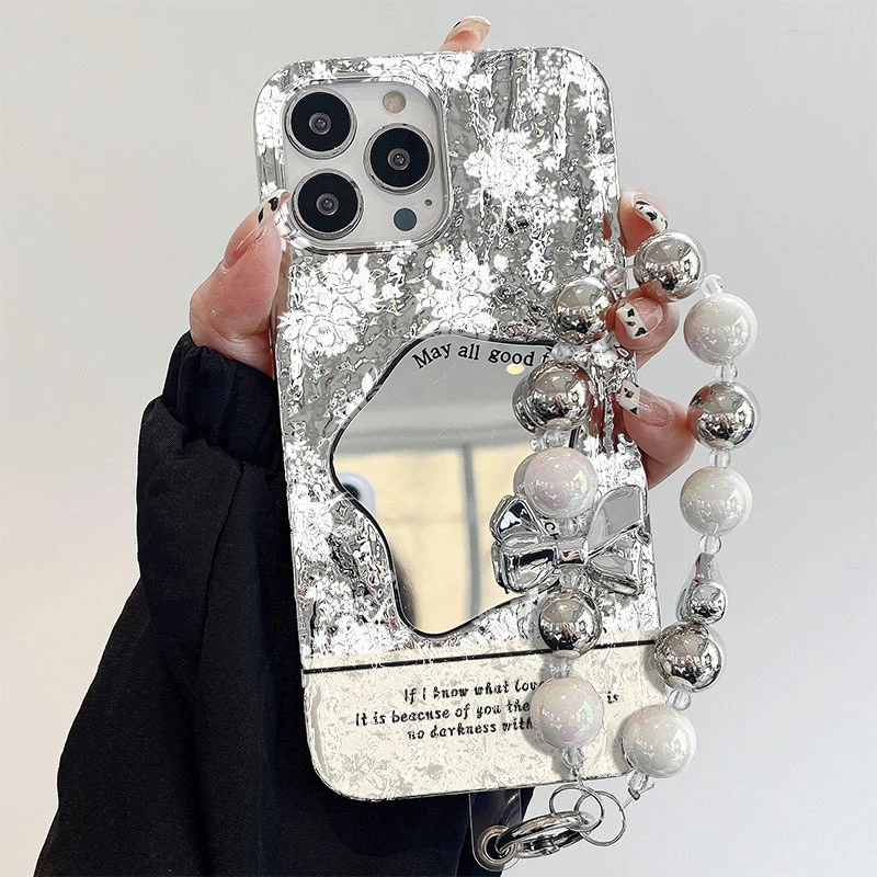 新款高颜值雪花适用苹果华为小米oppovivo岩石浮雕纹镜面手机壳女