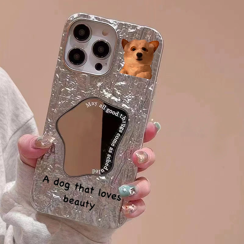 网红面膜狗岩石镜面小米13/12手机壳红米Note12/11全包K60/K50女