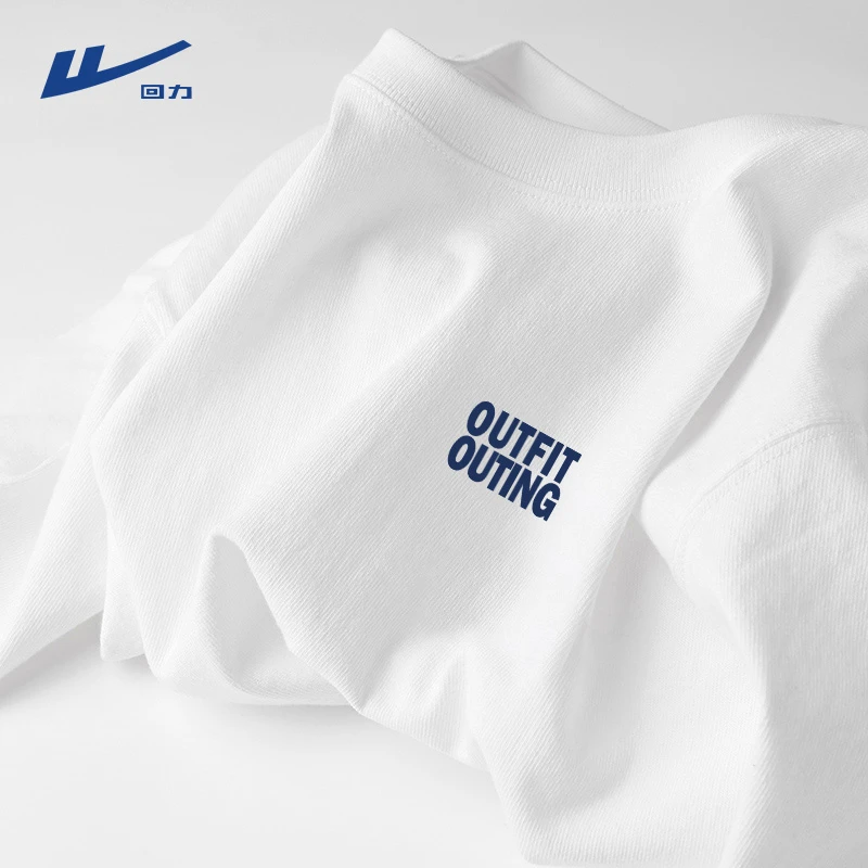 回力纯棉短袖T恤男宽松休闲情侣打底衫美式运动潮流白色体恤夏季