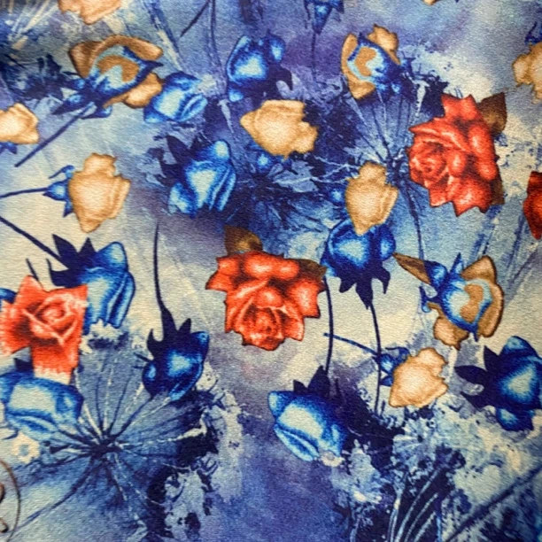 红蓝花水浮绒阳离子秋冬季打底衫连衣裙四面弹保暖加绒面料