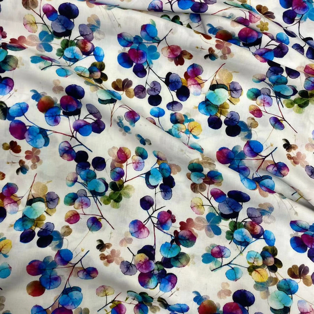 琉璃树叶.重磅棉绸.亲肤春夏连衣裙旗袍面料柔软舒适三米起拍