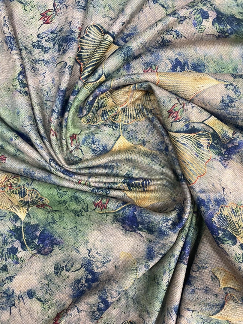 阳离子牛奶丝银杏叶秋冬打底衫连衣裙面料