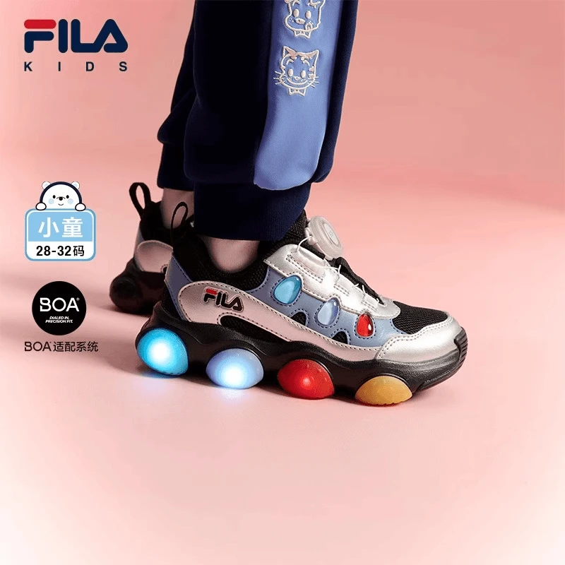 FILA斐乐2024秋冬季新款时尚小童女童运动潮儿童闪灯鞋K14B441601