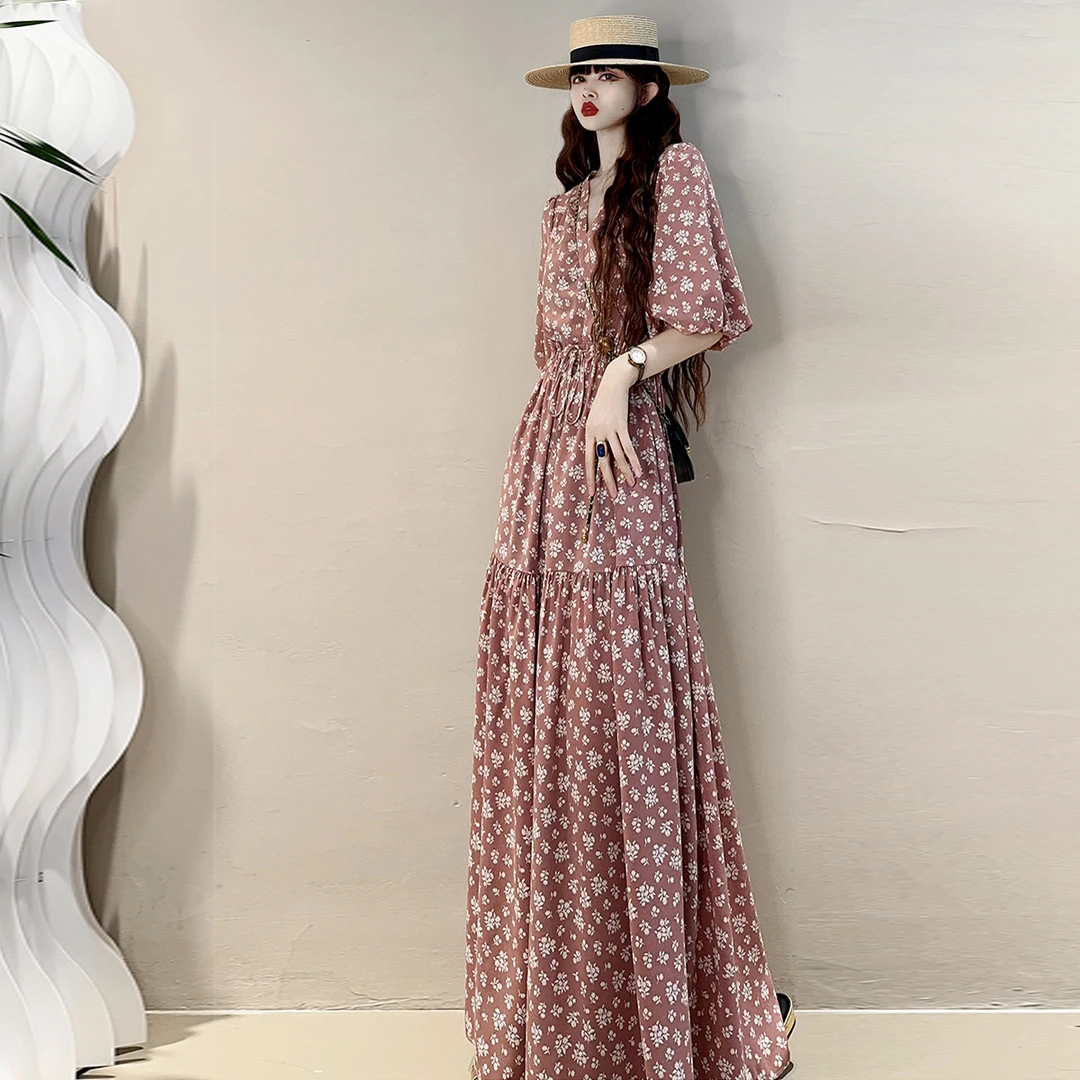 清仓捡漏断码加长版韩系宽松大码微胖mm连衣裙收腰显瘦及踝长裙