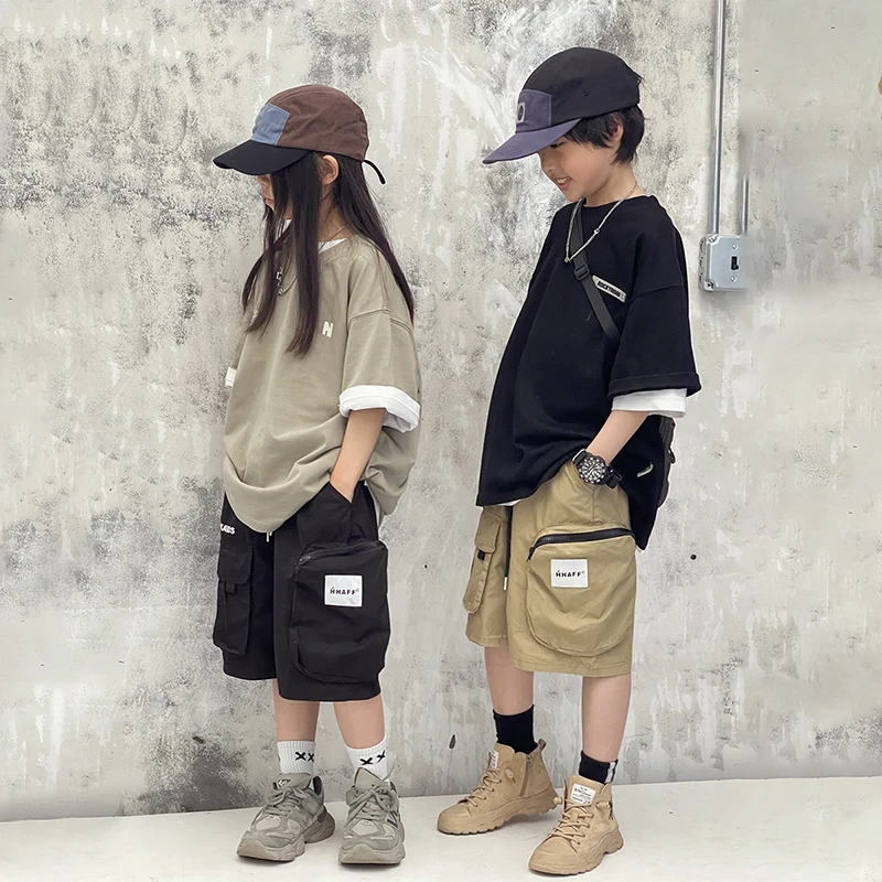 男童女童工装短裤夏季2024新款儿童裤子中大童宽松五分裤薄款中裤