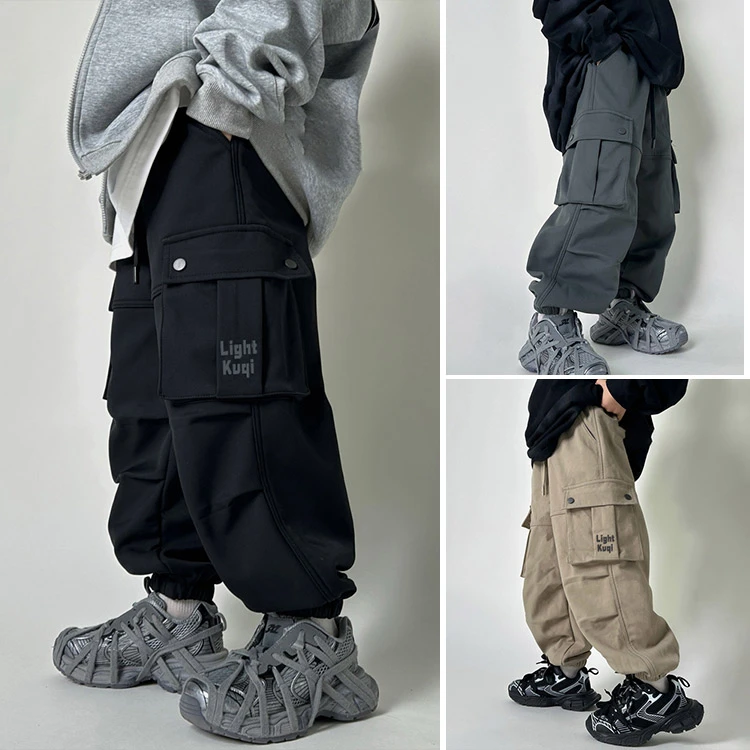 男童裤春装2025新款儿童工装裤时髦长裤中大童痞帅休闲裤束脚裤