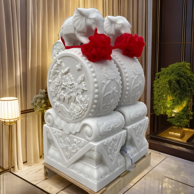 石雕汉白玉门墩一对，适合家用门口摆放摆件园林户外基础商场雕刻