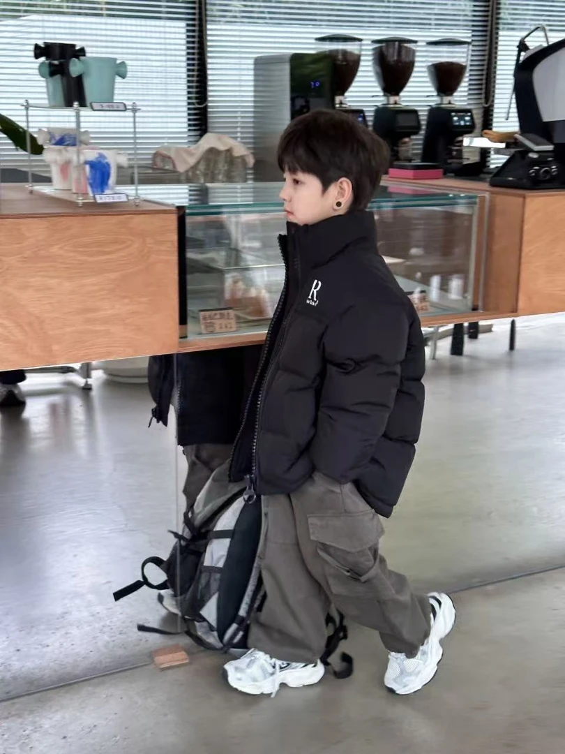 1074款，拼接绒服保暖服儿童韩版加厚潮流外套