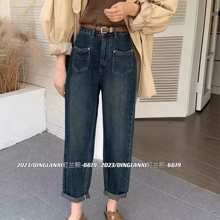 2024秋冬新款设计感休闲老爹裤加绒高腰显瘦