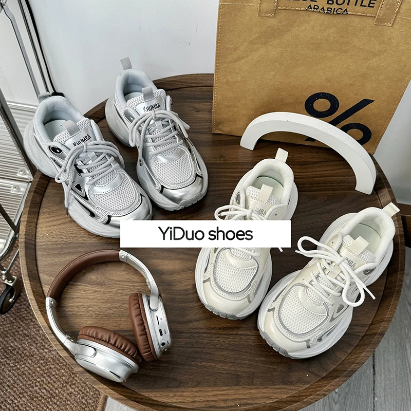 厚底增高老爹鞋女2025新款春季爆款百搭休闲运动气质鞋子女透气