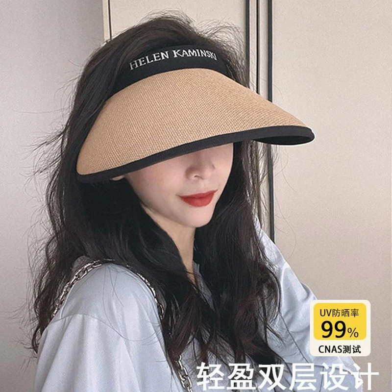 UPF50+大帽檐夏季骑车防紫外线空顶防晒帽女uv太阳帽子遮阳帽遮脸