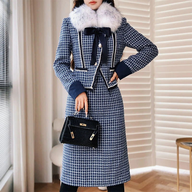 粉红大布娃娃织带加厚外套半身裙套装DA1CSE044