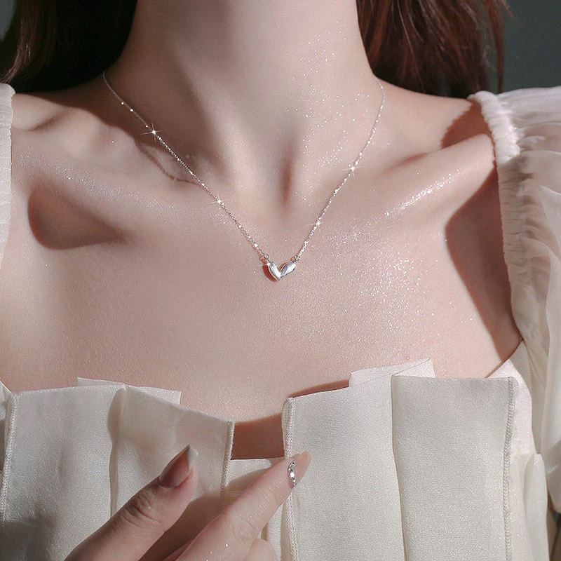 FARCOKO/法蔻 坠链均925银 爱心项链女简约日常百搭生日七夕礼物