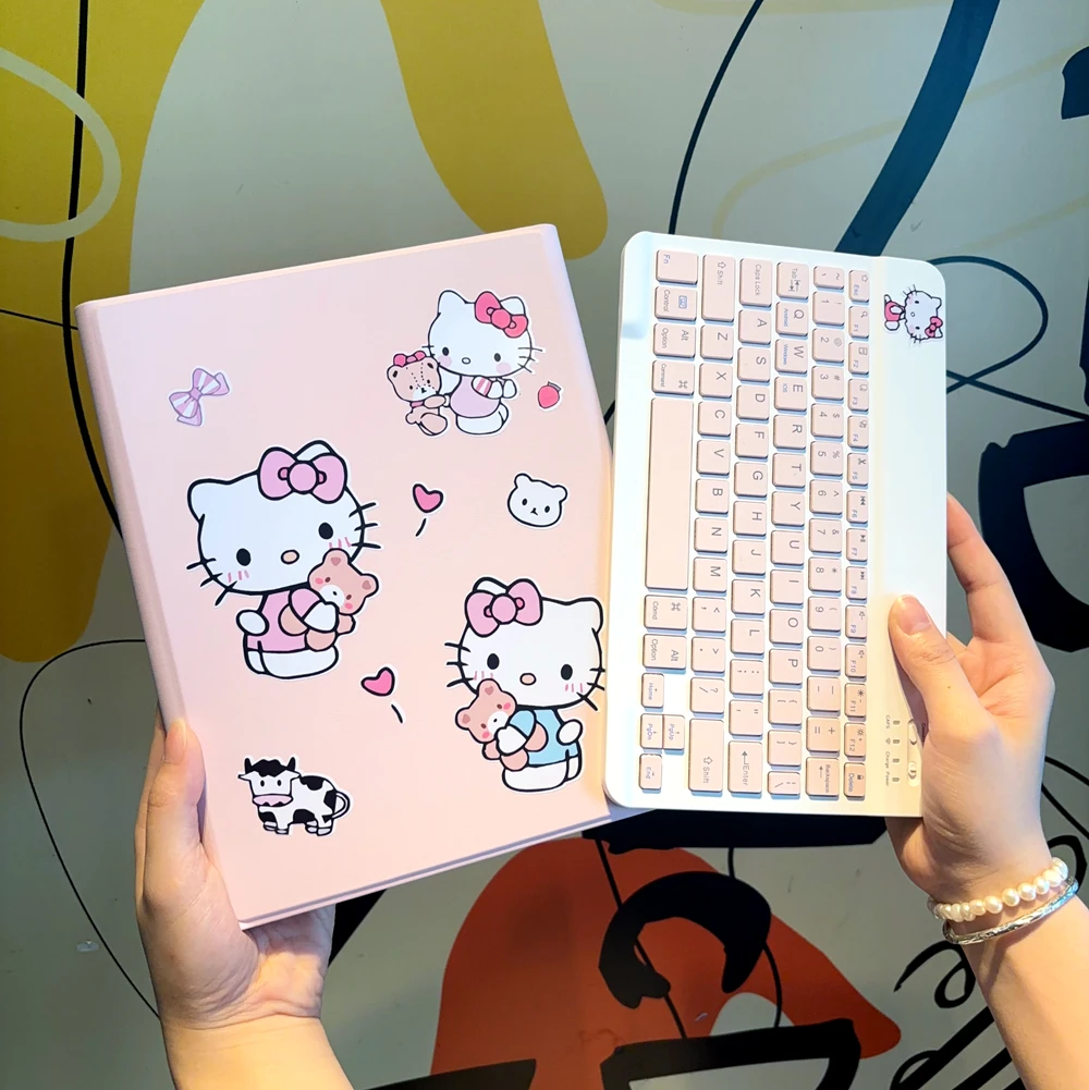 2024卡通KT苹果蓝牙键盘保护套适用iPad9/8/7皮套11寸Air54壳10.2