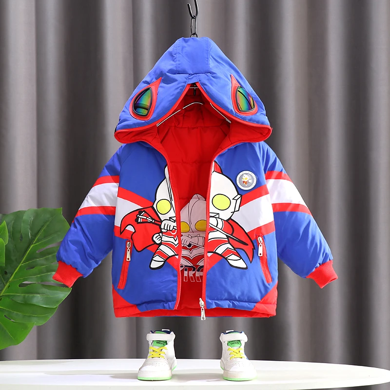 奥特曼衣服男童装冬装加厚两面穿棉衣外套网红中小儿童棉服洋气潮