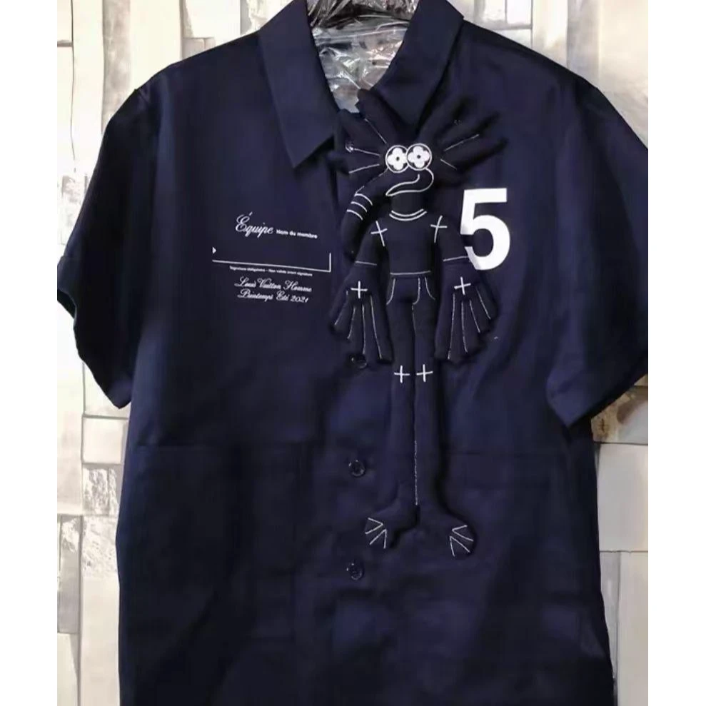 全新未使用 亿颗潮奢 LV 日本限定系列胸前玩偶短袖衬衫 L X100
