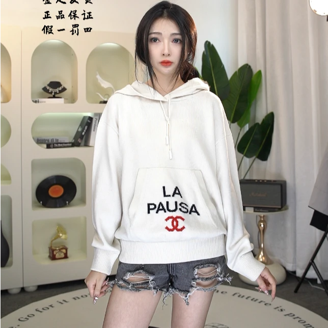 全新未使用亿颗潮奢 蛇蛇 香奈儿白色邮轮系列卫衣38码山羊绒M222