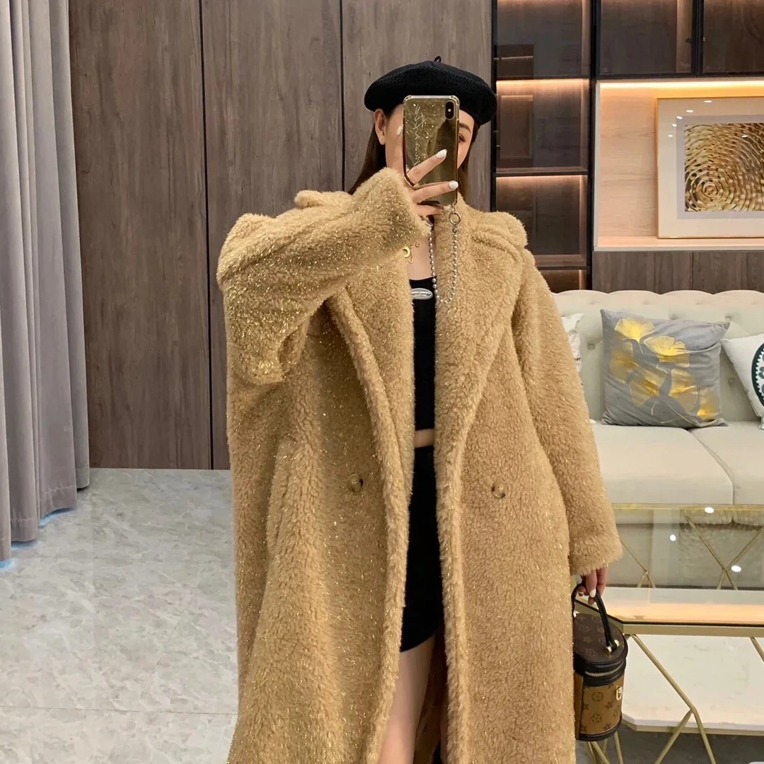 全新未使用 亿颗潮奢 miya Maxmara 翻领中长款金丝泰迪大衣 Y214