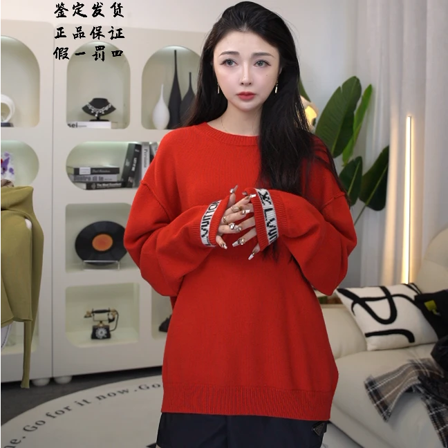 全新未使用 亿颗潮奢 LV 长袖休闲套头毛衣袖口满印羊绒 S码 X118