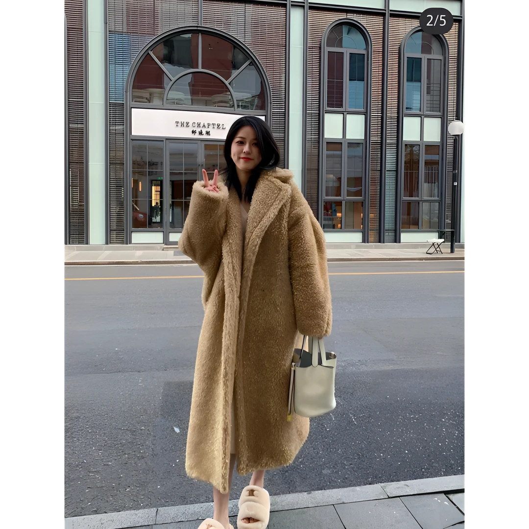 亿颗潮奢 99新 Maxmara翻领中长款金丝泰迪大衣 S码 Y214