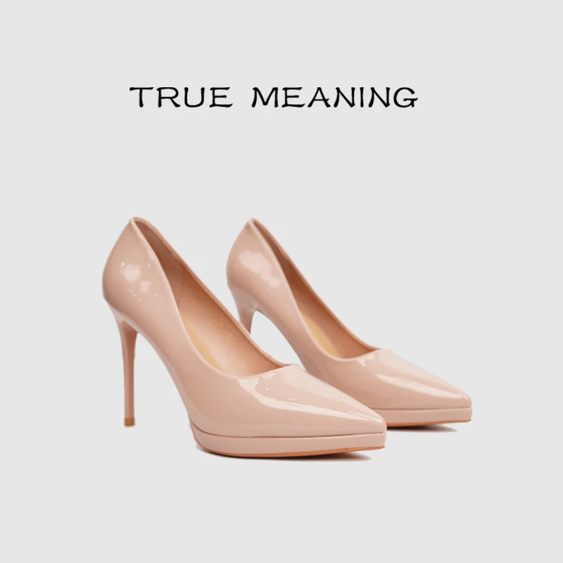 True Meaning新款尖头防水台恨天高高跟鞋10.5cm时尚百搭女士