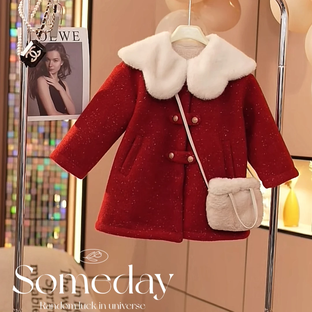 女童中长款外套2023冬季新款