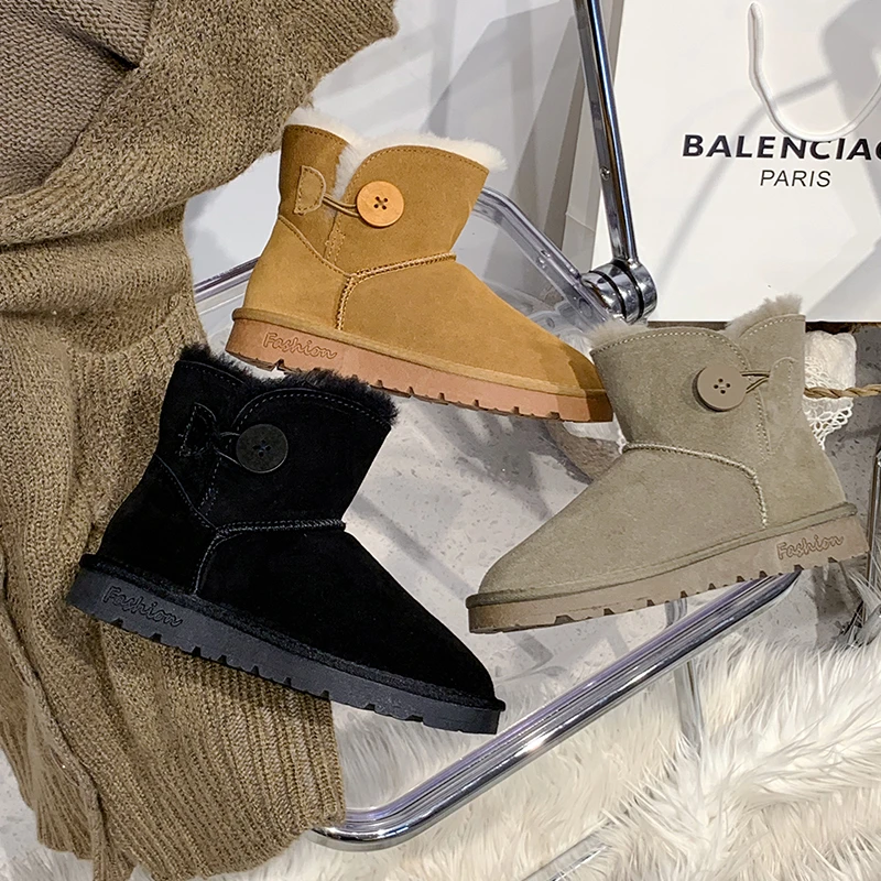 S&J【经典款】LC3352时尚雪地靴2023年新款面包鞋冬季加绒短筒短