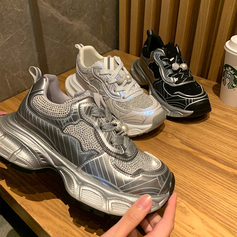 S&J【百搭】XL588女鞋时尚透气厚底休闲老爹鞋系带运动休闲鞋