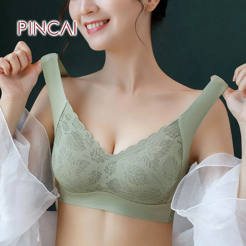 PINCAI夏季透气时尚性感舒适无痕蕾丝聚拢无钢圈文胸孕早期穿163