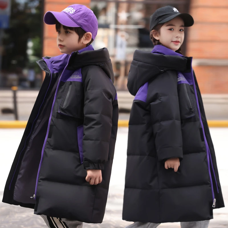 巴拉巴拉云朵儿童羽绒服男女童中长款中大童装女孩白鸭绒加厚保暖