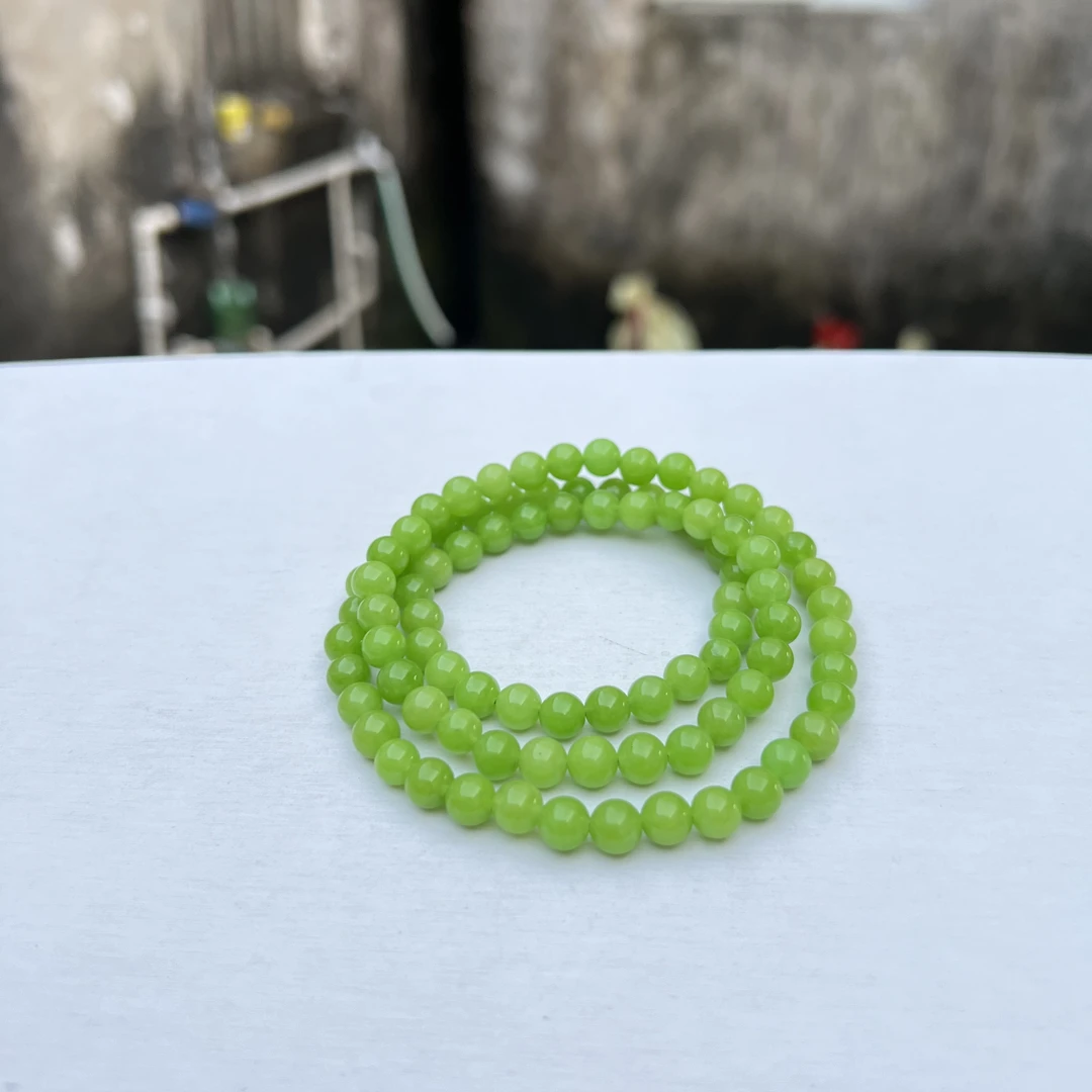 A575苹果绿多圈卡6mm手串百搭国风